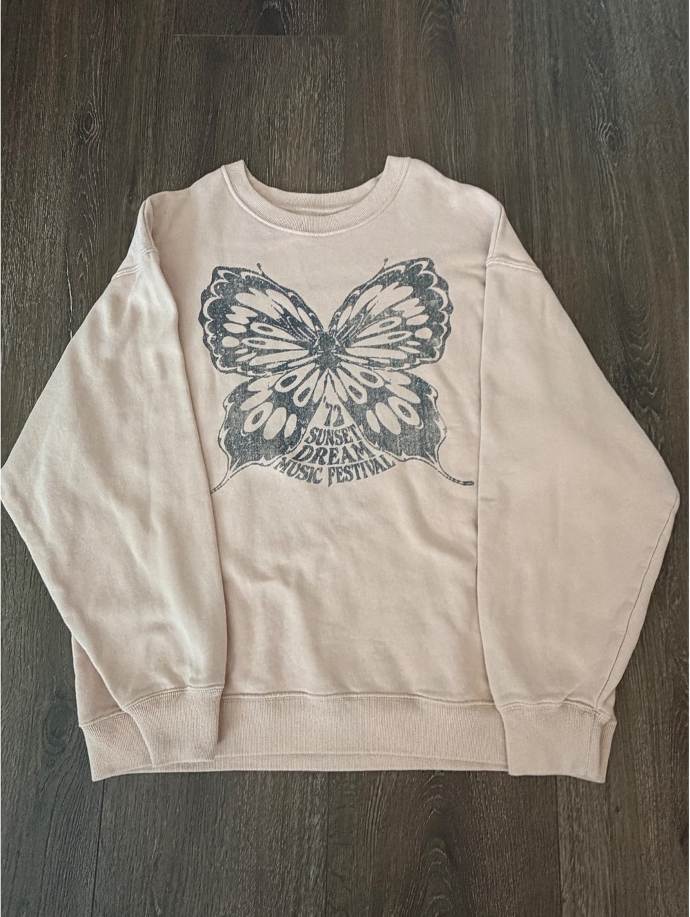 Hollister Butterfly Graphic Oversized Crewneck Sweatshirt Dream Music Festival